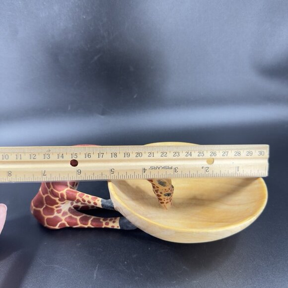 Vintage Carved Giraffe Wooden Decorative Snack Bowl Dish Decorative Trinket Dish - Picture 4 of 13